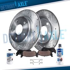 Rear Drilled Disc Rotors Ceramic + Brake Pads for 2004 - 2011 Saab 9-3 2.0l FWD picture