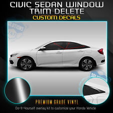 Fit 16-20 Honda Civic Sedan Window Trim Chrome Delete Blackout - Gloss Black picture