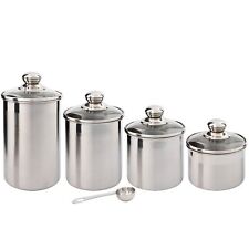 Beautiful Canister Set for Kitchen 4-Piece Stainless Steel w/Airtight Glass Lids picture