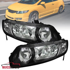 Black Headlights Fits 2006-2011 Honda Civic Coupe 2Dr Headlamps Left+Right Pair picture