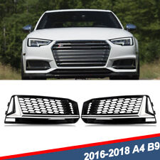 For 2016-2018 Audi A4 B9 S-Line S4 Chrome+Black Honeycomb Fog Light Grille Cover picture