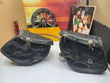 🔥1940's 50's? Harley Davidson Indian Vintage Thick Leather Tassels Saddlebags picture
