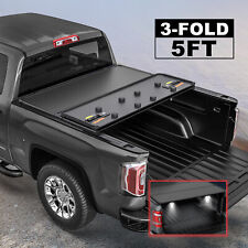 5FT Bed Hard Truck Tonneau Cover For 05-23 Nissan Frontier Short Tri-Fold & Led picture