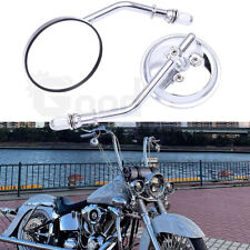 Chrome Round Motorcycle Mirrors For Harley Dyna Street Glide Road King Softail picture