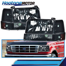 Headlights W/Corner Signal Bumper Lamps Fit For 1992-96 Ford F150/250/350 Bronco picture