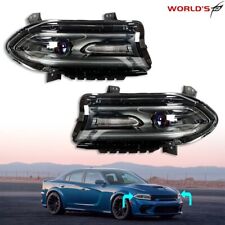 Pair For 2015-2020 Dodge Charger Headlight Halogen w/ LED DRL Black Housing L+R picture