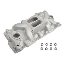 Dual Plane Satin Aluminum Intake Manifold for SBC Small Block Chevy 350 55-95 picture