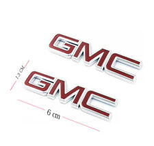 2pcs Small GMC Metal Logo Emblems 3D Badge Nameplate Outline New (Red Chrome) picture