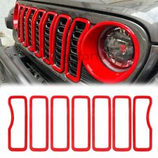 7Pcs Front Grille Inserts Grill Cover Frame Trim Red For 2024+ Jeep Wrangler JL picture