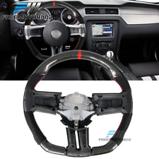 Fits 10-14 Ford Mustang CF & Alcantara Steering Wheel W/ Red Stitch + Indicator picture