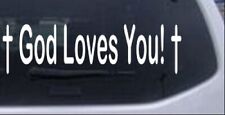 God Loves You Decal Car or Truck Window Laptop Decal Sticker White 10X2.9 picture