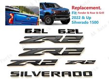7PC Matte Black Fender Rear Grill ZR2 6.2L Silverado Emblems 2022+Silverado 1500 picture