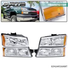 Fit For 03-06 Chevy Silverado Chrome Amber Corner Headlights + Signal Bumper picture