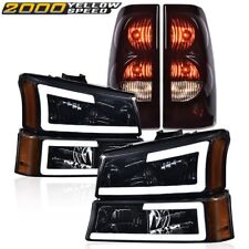 Smoked/Amber LED DRL Headlight + Tail Light Fit For 2003-2006 Chevy Silverado US picture