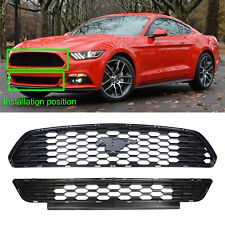 Fits 2015 2016 2017 Ford Mustang Front Bumper Upper & Lower Mesh Grille Grill picture