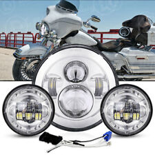 7Inch 140W LED Headlight Hi/Lo + 2Pcs 4.5Inch 60W Fog Light for Harley Davidson picture