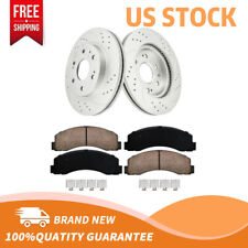 For 2010 - 2020 Ford F-150 Lincoln Navigator Front Drilled Rotors and Brake Pads picture