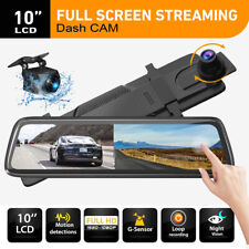 10'' Mirror Dash Cam Night Vision 1080P FHD Full Touch Screen View Backup Camera picture