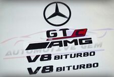 GTC AMG V8 BITURBO Star Emblem glossy Black Badge Combo for Mercedes C190 R190 picture