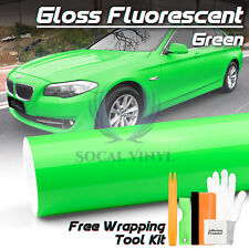Fluorescent Gloss Neon Green Car Sticker Decal Vinyl Wrap Air Release Sheet Film picture
