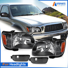 For 2001-2004 Toyota Tacoma Black Headlight Assembly & Bumper Light Assembly Set picture