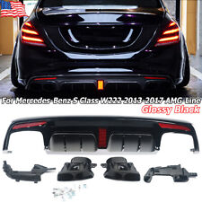 F1 STYLE Rear Diffuser+Exhaust Pipes For Benz S Class W222 AMG-Line 2013-2017 picture