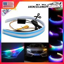 2x 60CM RGB Slim Sequential Flexible LED DRL Turn Signal Strip Remote Headlight picture