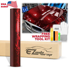 24K Chopped Forged Carbon Fiber Gloss Dark Red Car Vinyl Wrap Sticker Decal Film picture