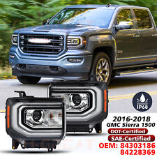 2016-2018 GMC Sierra 1500 HID/Xenon Type LED DRL Projector Headlights Headlamps picture