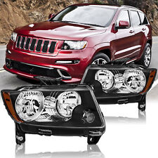 For 2011-2013 Jeep Grand Cherokee 2011-17 Compass Halogen Headlights Set Black picture