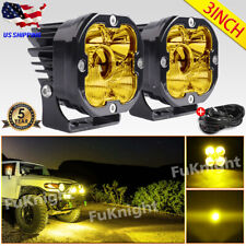 2PCS 3INCH Laser LED Work Light Amber Cube Pods Offroad Driving Lamp For Chevy picture