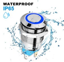 Marine Waterproof 12V 24V 12mm Latching Push Button Switch With Blue LED picture
