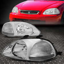 For 96-98 Honda Civic EJ/EM/EK Chrome Housing Headlight Clear Corner Lamps Pair picture