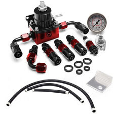 New Black-Red Adjustable Fuel Pressure Regulator Kit + Oil 0-100psi Gauge -6AN picture