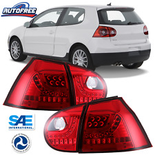 For 06-09 VW GTI Rabbit Golf 5 LED Tail Lights Rear Brake Lamps Red Lens Chrome picture