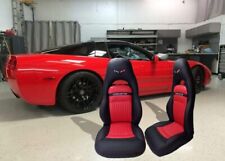 Corvette C5 Sports 1997-2004 In Red & Black Faux Leather Car Seat Covers picture