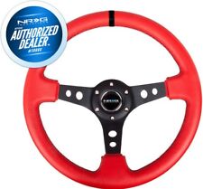 NEW NRG Steering Wheel 350mm Red Leather Black Center Black Mark RST-006RR-BS-B picture