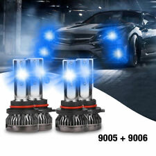 4PCS 9005 9006 LED Combo Headlight Kit Bulbs 8000K Ice Blue COB High & Low Beam picture