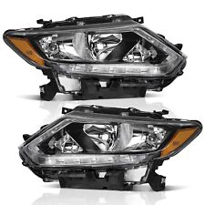 WEELMOTO Headlights For 2014-2016 Nissan Rogue Halogen LED DRL Lamps Left+Right picture