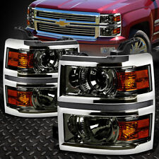 FOR 2014-2015 CHEVY SILVERADO SMOKED HOUSING AMBER SIDE PROJECTOR HEADLIGHT/LAMP picture