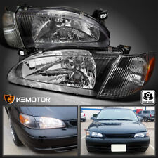 Fits 1998-2000 Toyota Corolla Black Headlights+Corner Lamps Signal Left+Right picture