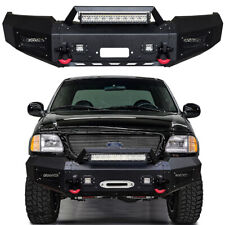 For 1997-2003 Ford F150 Black Front Bumper New w/Winch Plate & LED Lights picture