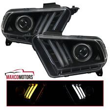 Jet Black Projector Headlights Fits 2010-2014 Ford Mustang Sequential LED Signal picture