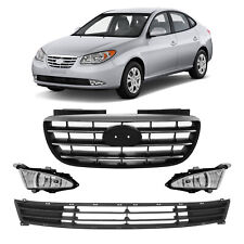 Front Bumper Upper & Lower Grille Fog Lights Fit For 2007-2010 Hyundai Elantra picture