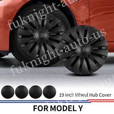 4PCS Matte Black Hubcaps for Tesla Model Y 2020-23 Full Rim Wheel Covers 19 inch picture