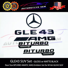 GLE43 SUV AMG BITURBO 4MATIC Rear Star Emblem Black Badge Set for Mercedes W166 picture