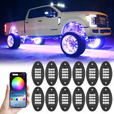 12 Pod RGB LED Rock Light Underbody Trail Rig Glow Lamp Offroad SUV Truck Pickup picture