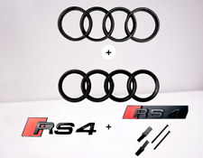 4pcs Audi RS4 Gloss Black Badges Logo Hood Rear Grille Emblems Stickers Rings picture