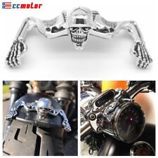 Chrome Highway Skull Ornament Headlight Visor Skeleton for Harley Bobber Chopper picture