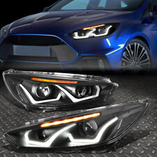 [LED DRL]FOR 15-18 FORD FOCUS BLACK/AMBER SIGNAL PROJECTOR HEADLIGHT HEAD LAMPS picture